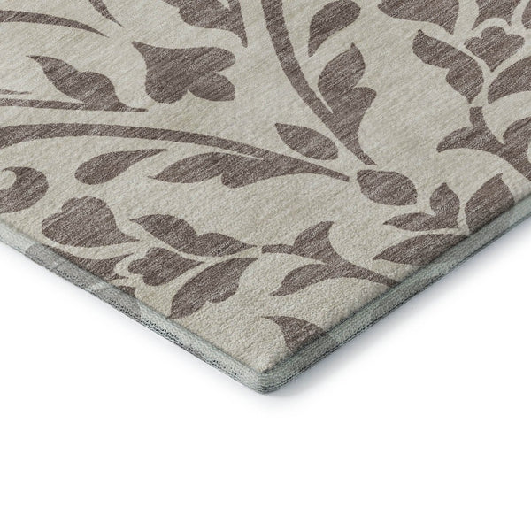 HomeRoots 8' Stylish Taupe & Beige Floral Area Rug - Washable, Stain-Resistant, UV Protected for Longevity 669657