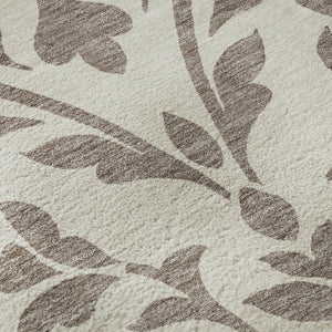 HomeRoots 8' Stylish Taupe & Beige Floral Area Rug - Washable, Stain-Resistant, UV Protected for Longevity 669657