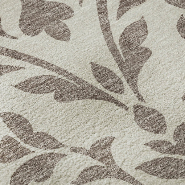 HomeRoots 8' Stylish Taupe & Beige Floral Area Rug - Washable, Stain-Resistant, UV Protected for Longevity 669657