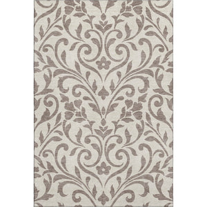 HomeRoots 9' X 12' Elegant Taupe and Beige Floral Area Rug - Washable, Stain-Resistant, UV Protected Design 669659