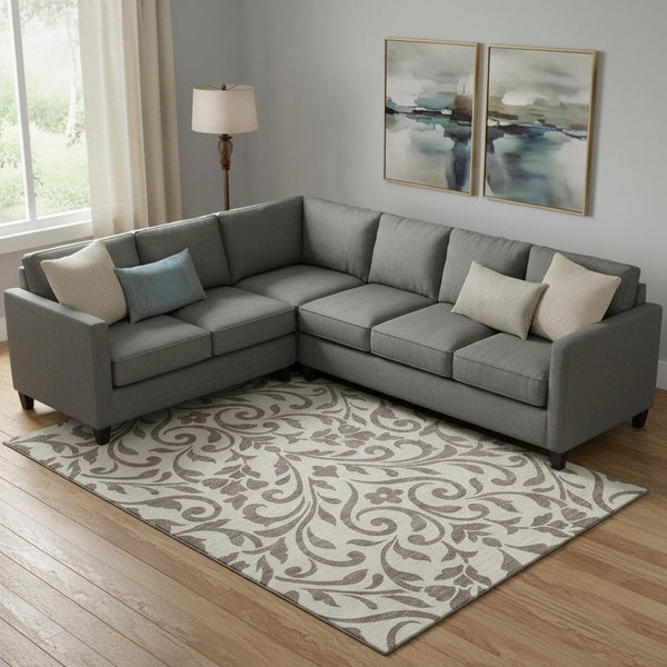 HomeRoots 10' X 14' Elegant Taupe & Beige Floral Washable Area Rug - UV Resistant, Stain-Proof & Stylish Home Essential 669660