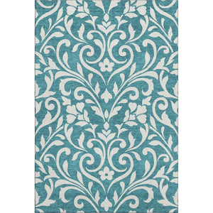 HomeRoots 10' X 14' Teal & Ivory Floral Area Rug - UV Protected, Stain Resistant, Perfect for High-Traffic Spaces 669666