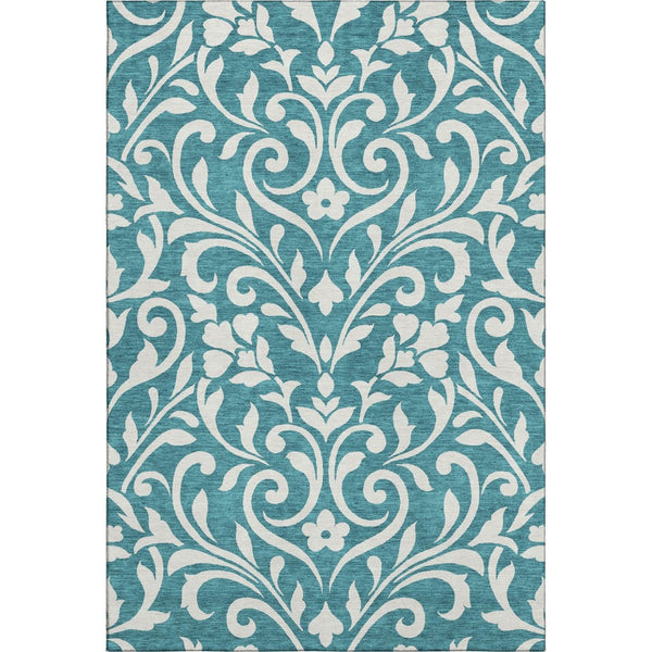 HomeRoots 10' X 14' Teal & Ivory Floral Area Rug - UV Protected, Stain Resistant, Perfect for High-Traffic Spaces 669666