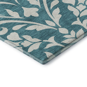 HomeRoots 10' X 14' Teal & Ivory Floral Area Rug - UV Protected, Stain Resistant, Perfect for High-Traffic Spaces 669666