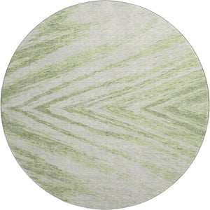 HomeRoots 8' Artichoke Green & Beige Abstract Washable Round Rug - UV Protected, Stain-Resistant Design! 669669
