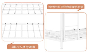 English Elm Heavy-duty Triple Bunk Bed Steel Frame with Full Guardrails and Dual Ladders White W1935S00006