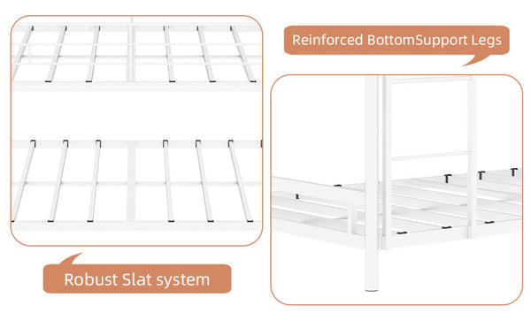 English Elm Heavy-duty Triple Bunk Bed Steel Frame with Full Guardrails and Dual Ladders White W1935S00006