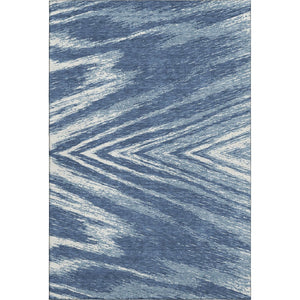 HomeRoots 5' Blue and Ivory Abstract Washable Area Rug with UV Protection - Perfect for High-Traffic Rooms! 669680