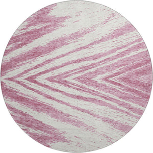 HomeRoots 8' Blush & Beige Abstract Round Rug - Washable, UV Protected, Modern Design for Any Space 669687