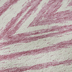 HomeRoots 8' Blush & Beige Abstract Round Rug - Washable, UV Protected, Modern Design for Any Space 669687