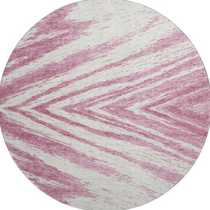 HomeRoots 8' Blush & Beige Abstract Round Rug - Washable, UV Protected, Modern Design for Any Space 669687