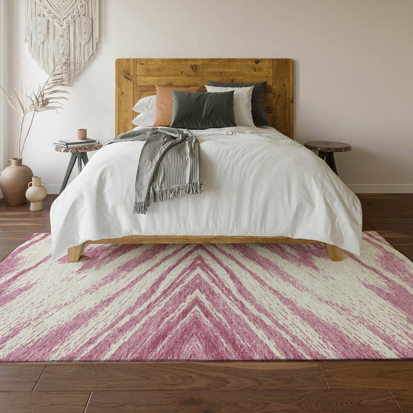 HomeRoots 8' X 10' Blush and Beige Abstract Area Rug - Stain Resistant, UV Protected, Washable for Busy Homes 669688