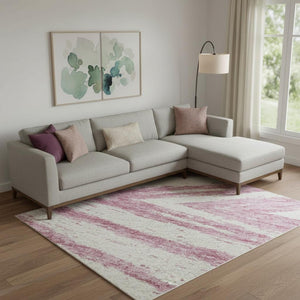 HomeRoots 10' Blush & Beige Abstract Washable Area Rug - Durable, Stain Resistant, UV Protected for Modern Spaces 669690