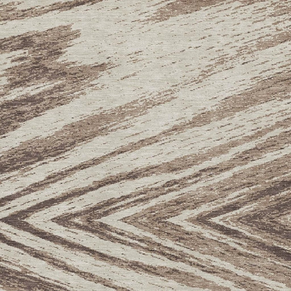 HomeRoots 5' X 8' Brown & Beige Abstract Washable Area Rug – Durable, Stain-Resistant, UV-Protected Design! 669692