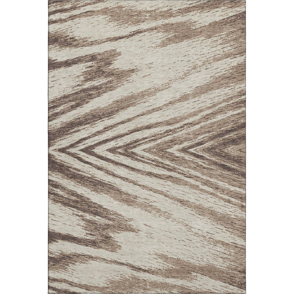 HomeRoots 8' X 10' Abstract Brown and Beige Washable Area Rug with UV Protection for Modern Living Spaces 669694