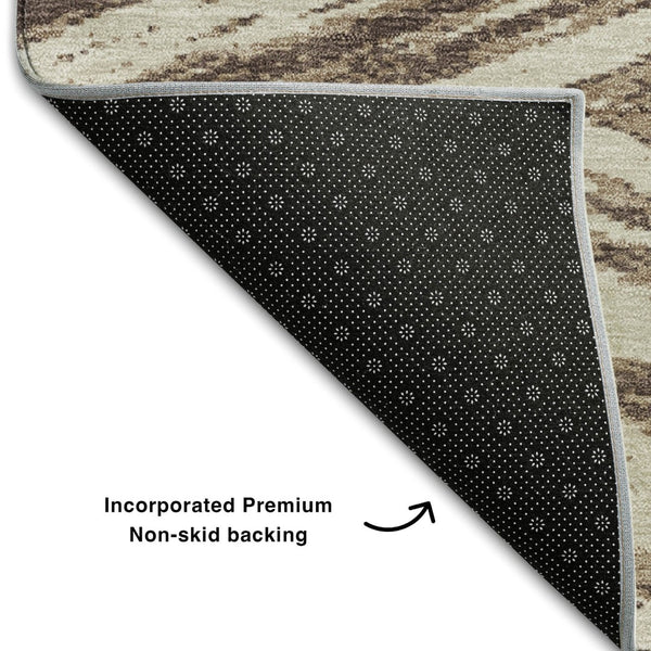 HomeRoots 8' X 10' Abstract Brown and Beige Washable Area Rug with UV Protection for Modern Living Spaces 669694