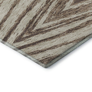 HomeRoots 8' X 10' Abstract Brown and Beige Washable Area Rug with UV Protection for Modern Living Spaces 669694