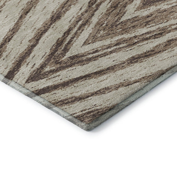 HomeRoots 8' X 10' Abstract Brown and Beige Washable Area Rug with UV Protection for Modern Living Spaces 669694