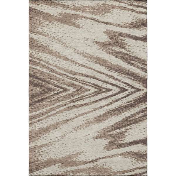 HomeRoots 8' X 10' Abstract Brown and Beige Washable Area Rug with UV Protection for Modern Living Spaces 669694