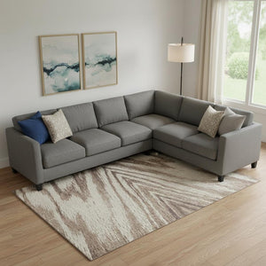HomeRoots 9' x 12' Washable Brown & Beige Abstract Area Rug - UV Protected, Stain Resistant, Ideal for Homes 669695