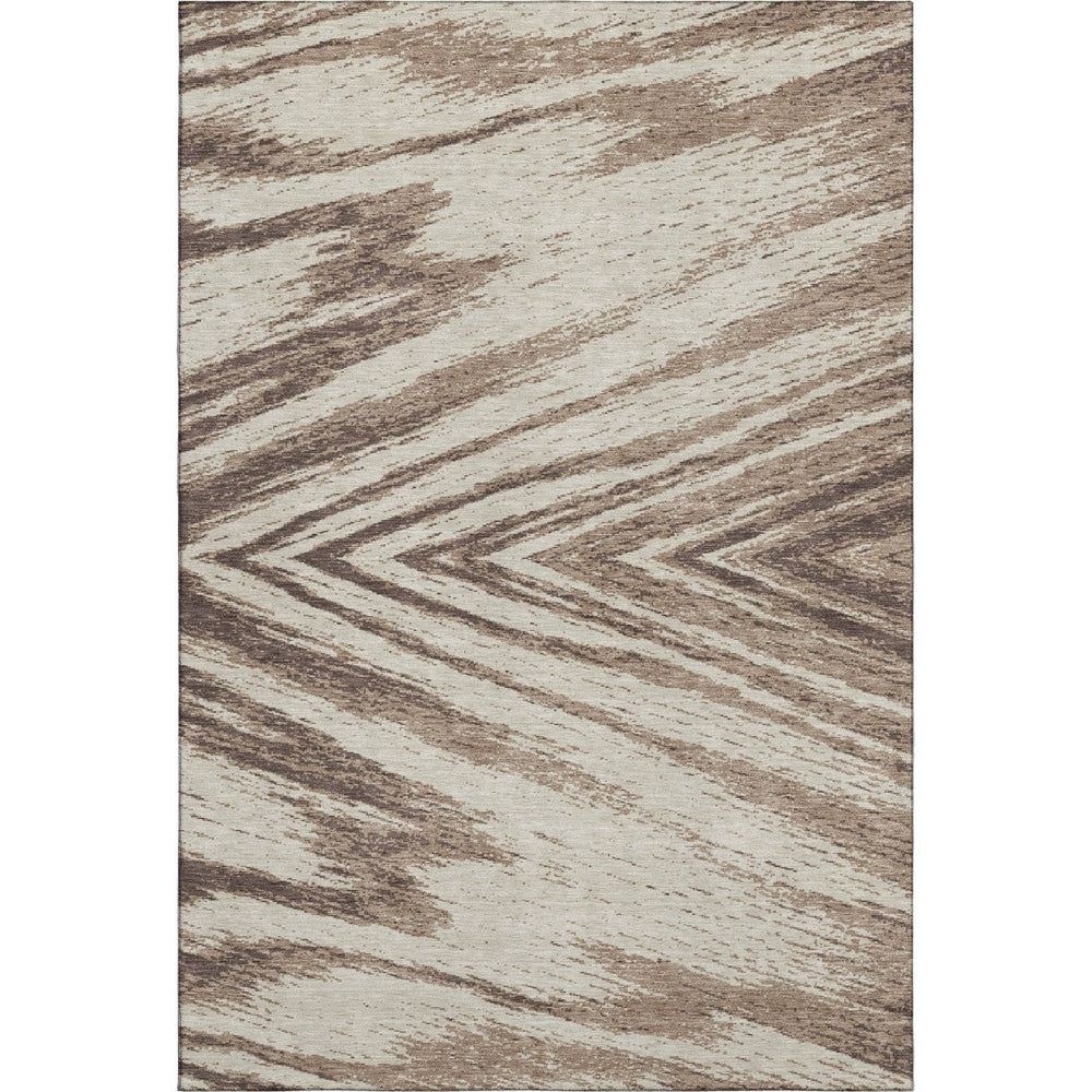 HomeRoots 9' x 12' Washable Brown & Beige Abstract Area Rug - UV Protected, Stain Resistant, Ideal for Homes 669695