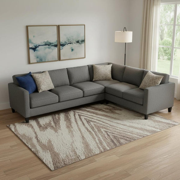 HomeRoots 10' X 14' Brown And Beige Abstract Washable Area Rug - Modern Design with UV Protection & Durability 669696