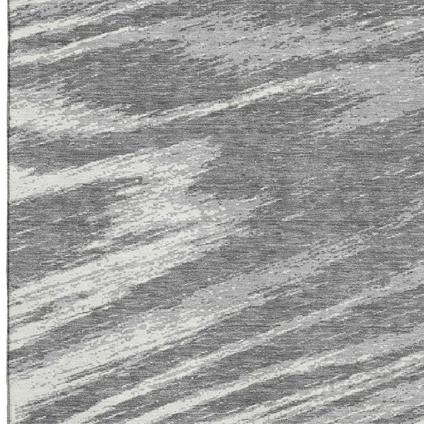 HomeRoots 5' X 8' Gray And Ivory Abstract Area Rug - Washable, UV Protected, Durable & Pet-Friendly Design 669698