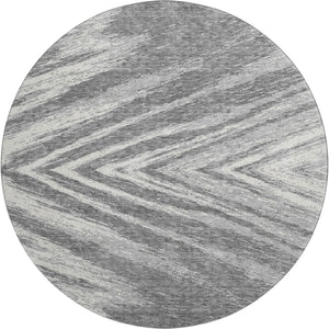 HomeRoots 8' Gray And Ivory Abstract Round Rug - Washable, UV-Protected, Stylish for High-Traffic Areas 669699