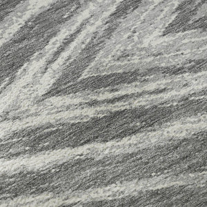 HomeRoots 8' Gray And Ivory Abstract Round Rug - Washable, UV-Protected, Stylish for High-Traffic Areas 669699