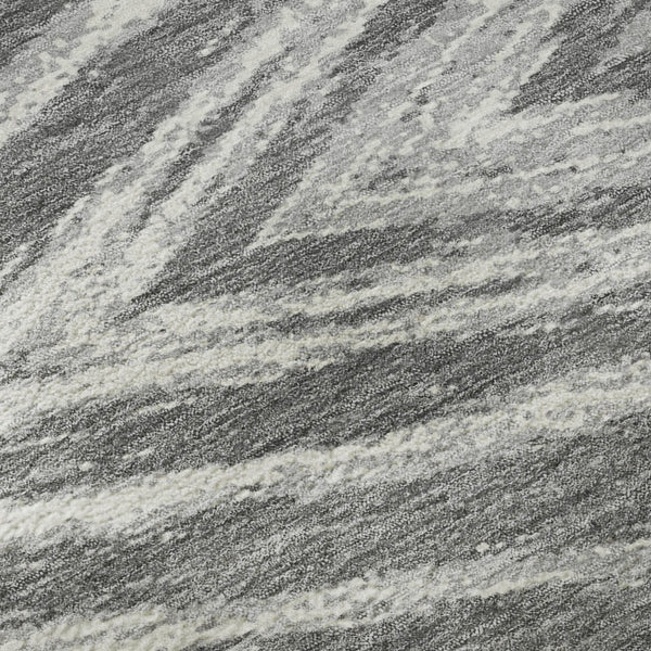 HomeRoots 8' Gray And Ivory Abstract Round Rug - Washable, UV-Protected, Stylish for High-Traffic Areas 669699