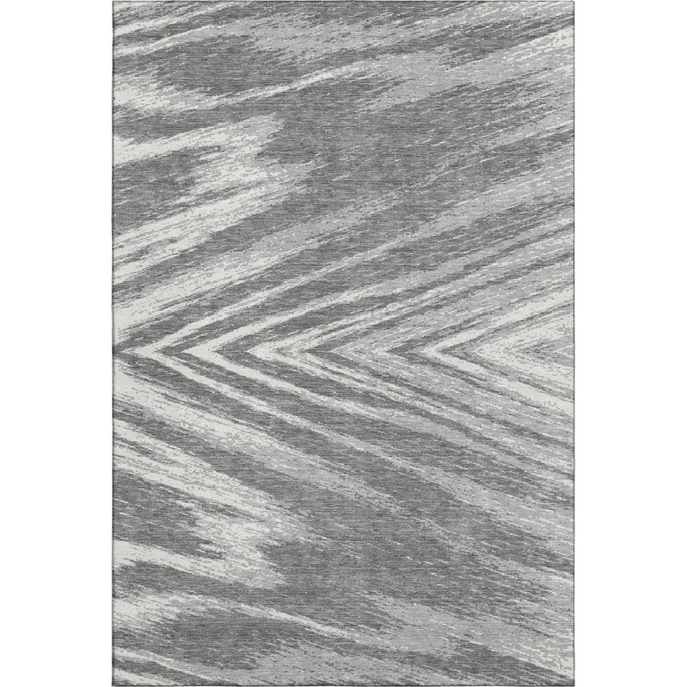HomeRoots 10' X 14' Modern Gray & Ivory Abstract Area Rug - Washable, UV Protected, Perfect for Active Homes 669702