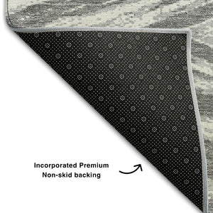 HomeRoots 10' X 14' Modern Gray & Ivory Abstract Area Rug - Washable, UV Protected, Perfect for Active Homes 669702