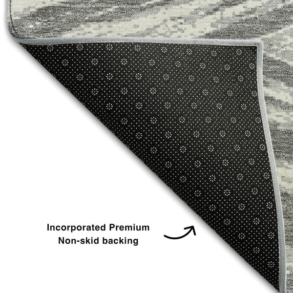 HomeRoots 10' X 14' Modern Gray & Ivory Abstract Area Rug - Washable, UV Protected, Perfect for Active Homes 669702