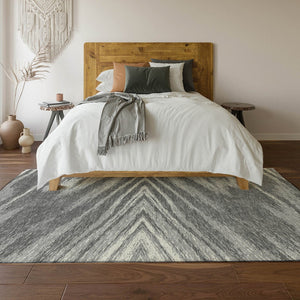 HomeRoots 10' X 14' Modern Gray & Ivory Abstract Area Rug - Washable, UV Protected, Perfect for Active Homes 669702