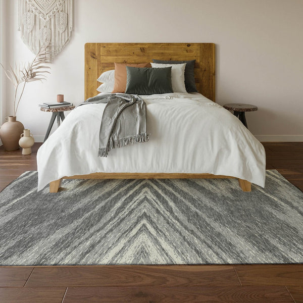 HomeRoots 10' X 14' Modern Gray & Ivory Abstract Area Rug - Washable, UV Protected, Perfect for Active Homes 669702