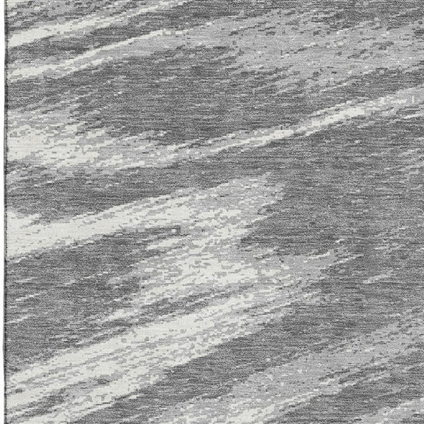 HomeRoots 10' X 14' Modern Gray & Ivory Abstract Area Rug - Washable, UV Protected, Perfect for Active Homes 669702
