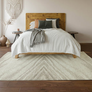 HomeRoots 10' X 14' Abstract Ivory and Beige Washable Area Rug with UV Protection for Modern Living Spaces 669708