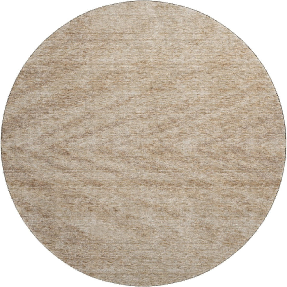 HomeRoots 8' Khaki and Beige Abstract Washable Round Rug - UV-Protected, Stain-Resistant, Easy-Care Style! 669711