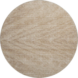 HomeRoots 8' Khaki and Beige Abstract Washable Round Rug - UV-Protected, Stain-Resistant, Easy-Care Style! 669711