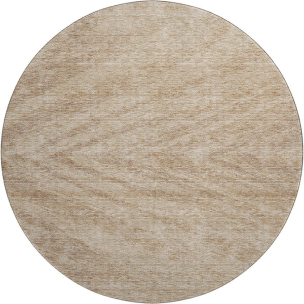 HomeRoots 8' Khaki and Beige Abstract Washable Round Rug - UV-Protected, Stain-Resistant, Easy-Care Style! 669711