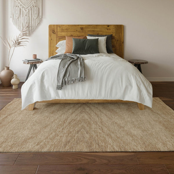 HomeRoots 9' X 12' Khaki & Beige Abstract Washable Area Rug - Durable, UV Protected, Modern Design for Homes 669713