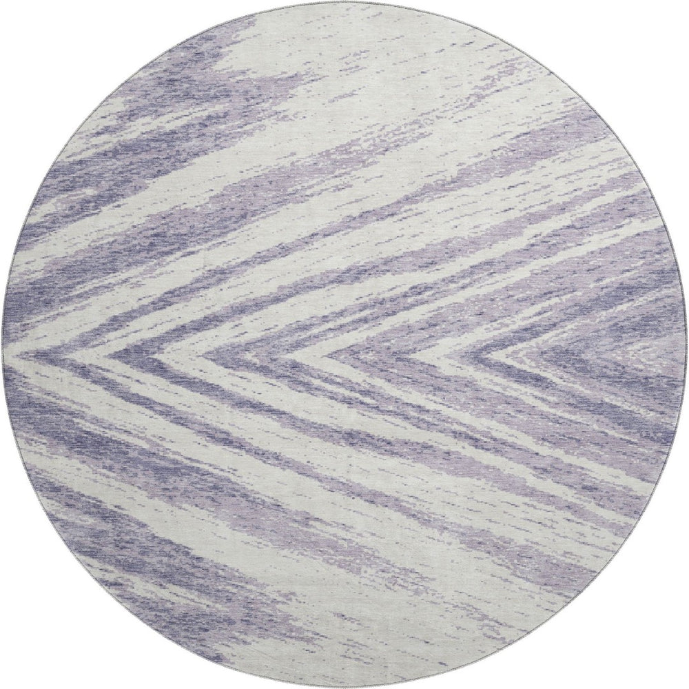 HomeRoots 8' Stylish Lavender and Ivory Washable Round Rug with UV Protection – Ideal for Family Rooms & Nurseries 669717