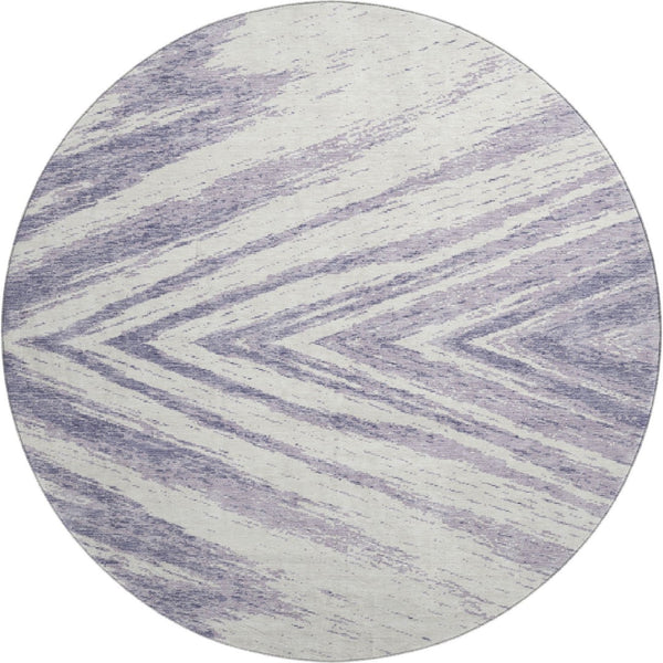 HomeRoots 8' Stylish Lavender and Ivory Washable Round Rug with UV Protection – Ideal for Family Rooms & Nurseries 669717