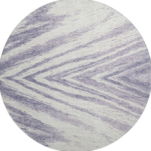 HomeRoots 8' Stylish Lavender and Ivory Washable Round Rug with UV Protection – Ideal for Family Rooms & Nurseries 669717