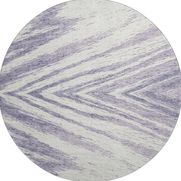 HomeRoots 8' Stylish Lavender and Ivory Washable Round Rug with UV Protection – Ideal for Family Rooms & Nurseries 669717