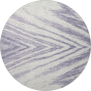 HomeRoots 8' Stylish Lavender and Ivory Washable Round Rug with UV Protection – Ideal for Family Rooms & Nurseries 669717