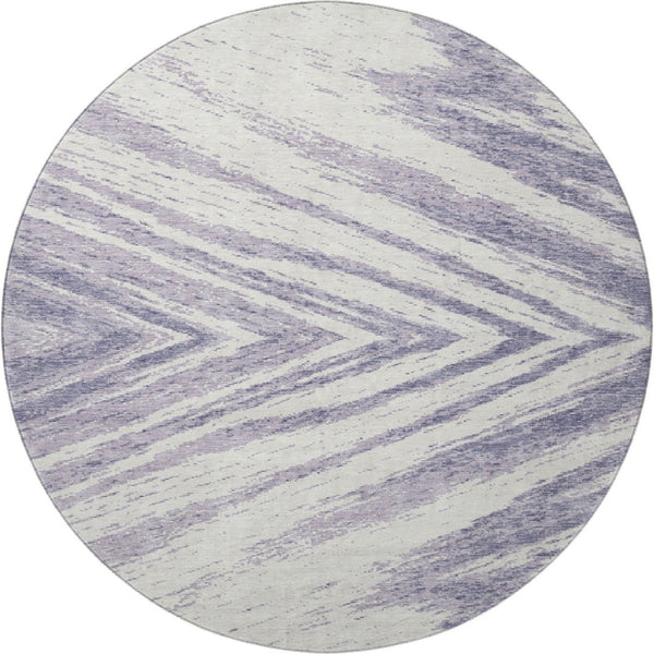HomeRoots 8' Stylish Lavender and Ivory Washable Round Rug with UV Protection – Ideal for Family Rooms & Nurseries 669717