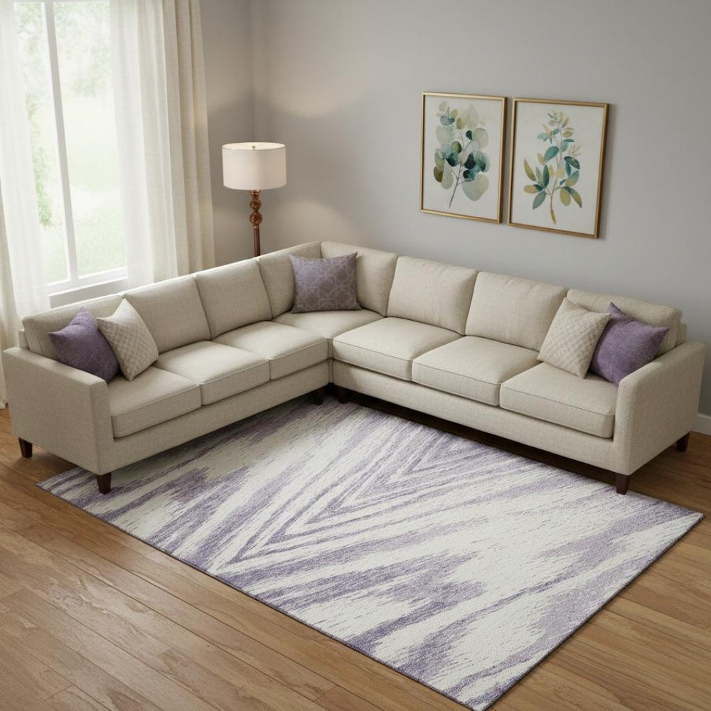 HomeRoots 8' X 10' Stylish Lavender and Ivory Abstract Area Rug – Washable, UV Protected, Ideal for Busy Homes 669718