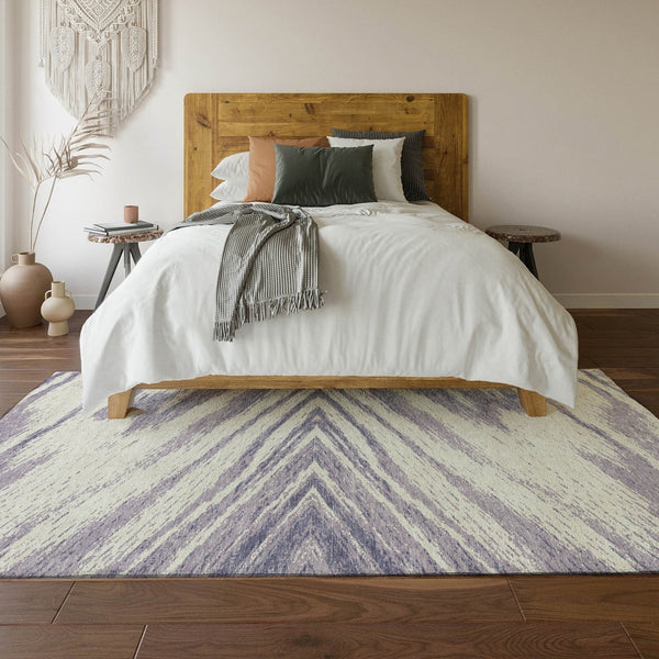 HomeRoots 8' X 10' Stylish Lavender and Ivory Abstract Area Rug – Washable, UV Protected, Ideal for Busy Homes 669718