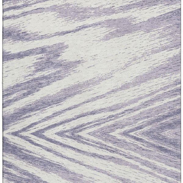 HomeRoots 8' X 10' Stylish Lavender and Ivory Abstract Area Rug – Washable, UV Protected, Ideal for Busy Homes 669718